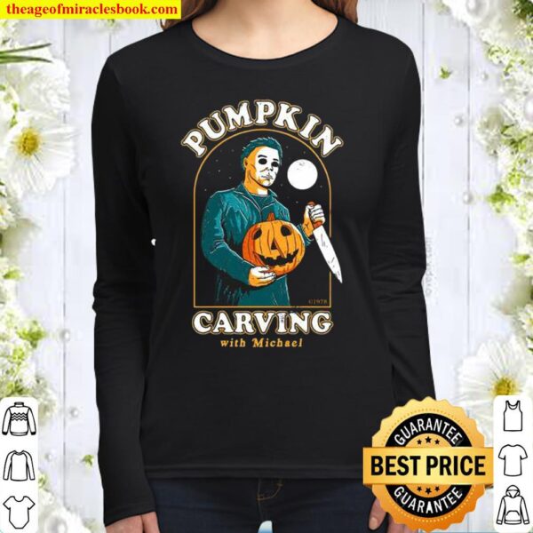 Michael myers pumpkin carving with michael halloween Women Long Sleeved