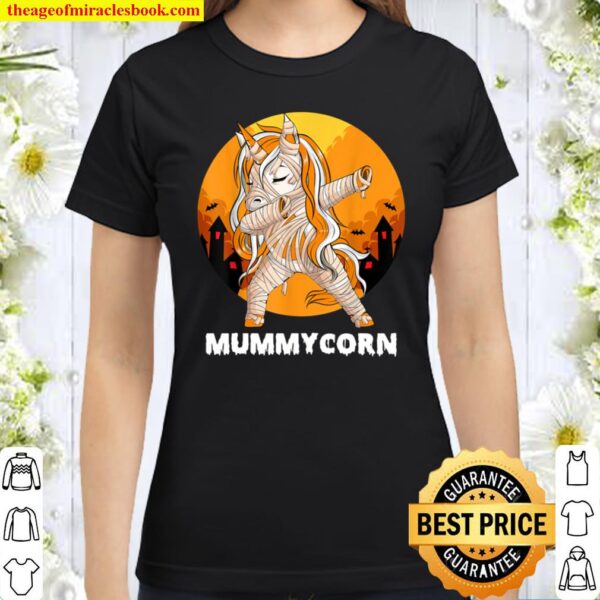 Mummy unicorn kids girls orange halloween costume dab funny Classic Women T Shirt