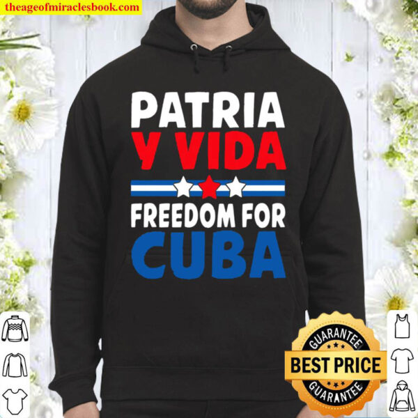 Patria Y Vida Freedom For Cuba Cuban Flag Vintage Retro Hoodie