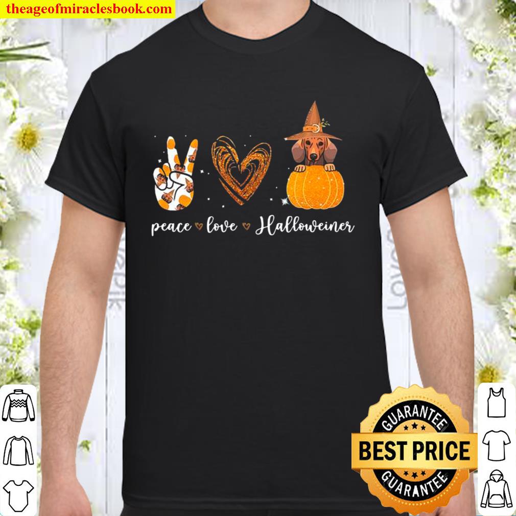 Peace Love Witch Dachshund Halloween Pumpkin Shirt