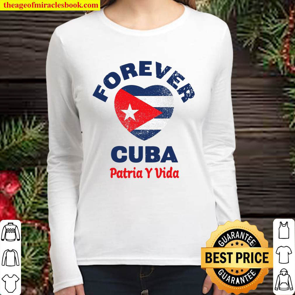 Pullover Patria Y Vida Para Mujer Blanco Cuban Cuba Flag Women Long Sleeved