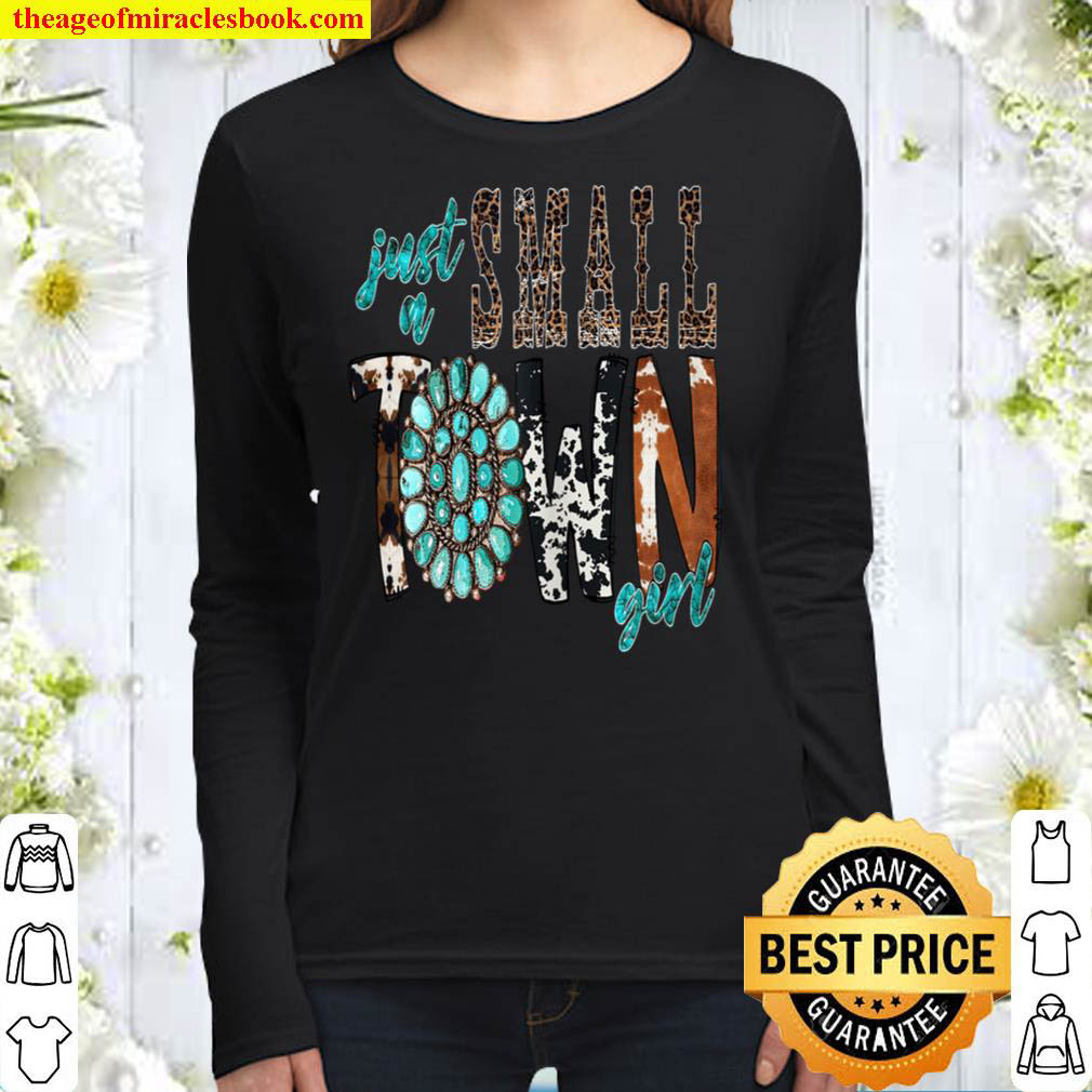 Small town girl country cows turquoise farm Women Long Sleeved