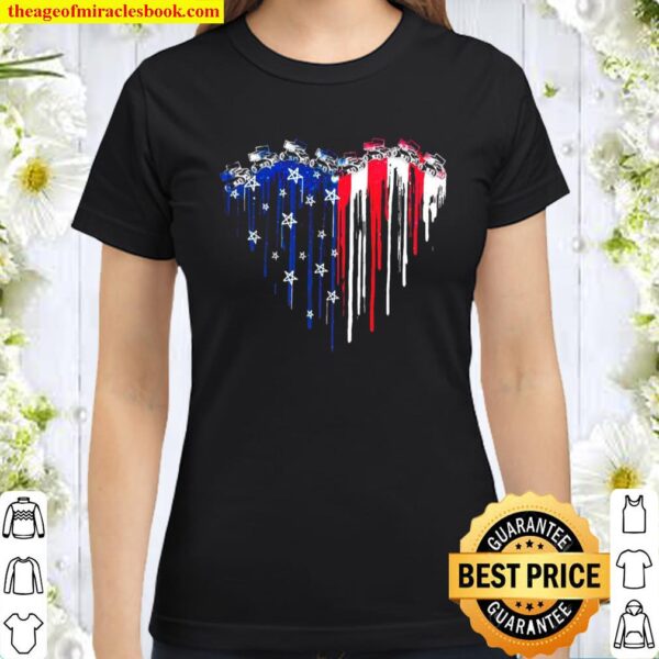 Sprint Car Love Heart American Flag Classic Women T Shirt