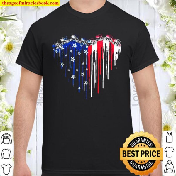 Sprint Car Love Heart American Flag Shirt