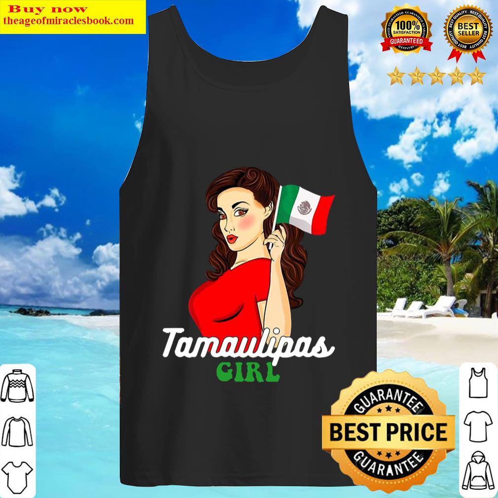 Tamaulipas Mexico Flag Cartoon Art Mexican Girl Tank Top