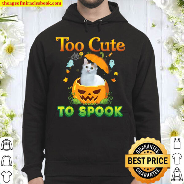 Too Cute To Spook Japanese Bobtail Cat Halloween Pumpkin Hoodie