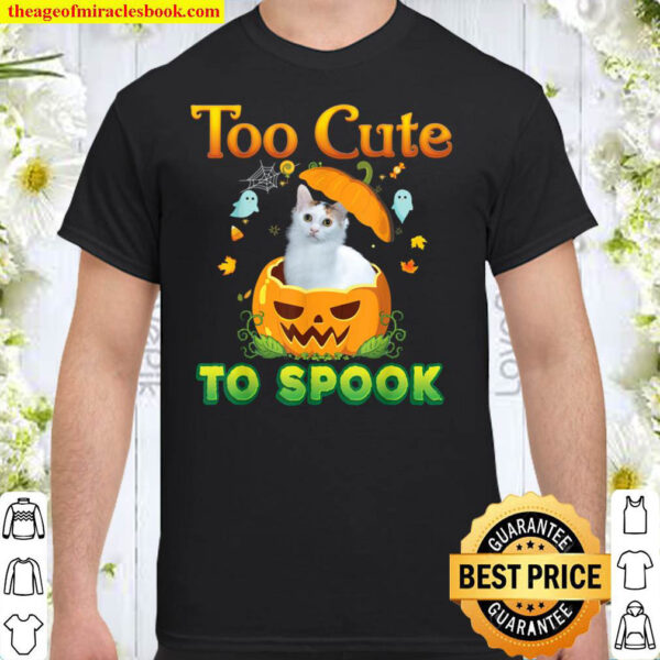 Too Cute To Spook Japanese Bobtail Cat Halloween Pumpkin Shirt