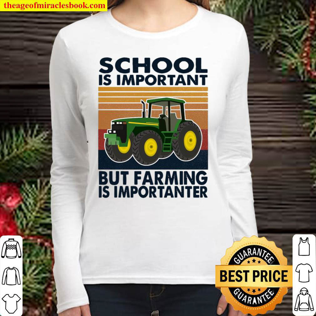 Tractor School is important but farming is importanter vintage Women Long Sleeved