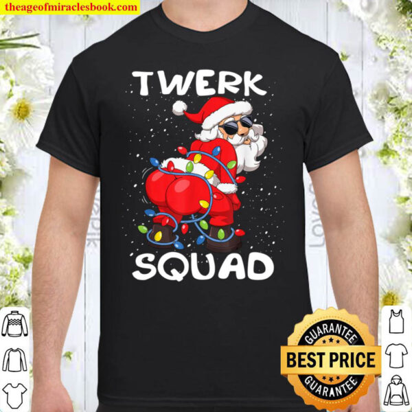 Twerking Santa Claus Twerk Squad Christmas Tree Lights Shirt