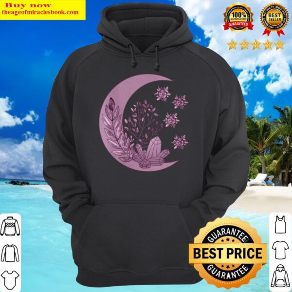 Witchcore Crescent Moon Crystal Flowers Dark Goth Witch Hoodie 1