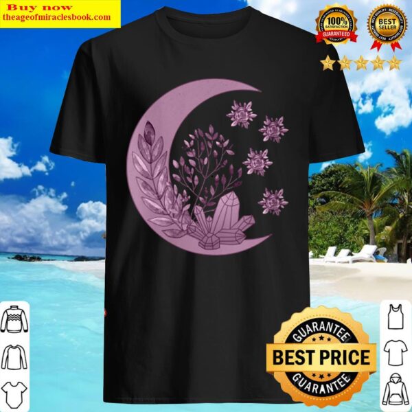 Witchcore Crescent Moon Crystal Flowers Dark Goth Witch Shirt 1
