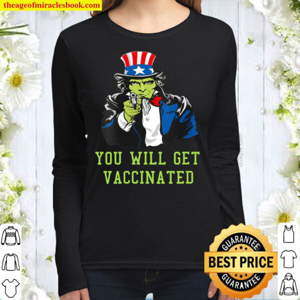 Womens Zombie Uncle Sam says YOU WILL GET VACCINATED Women Long Sleeved