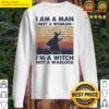 i am a man not a woman im a witch not a warlock vintage halloween sweater