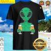 awesome green alien beer drinker halloween alien drinking party shirt