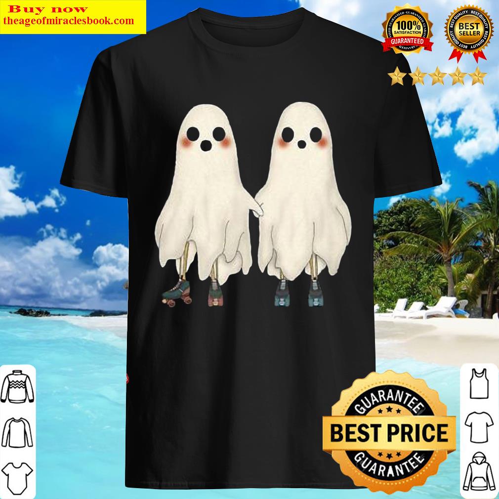 Awesome Spooky Ghost Friends Cute Roller-skating Ghost Couple Shirt