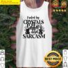 black cat fueled by crystals coffee and sarcasm tank top