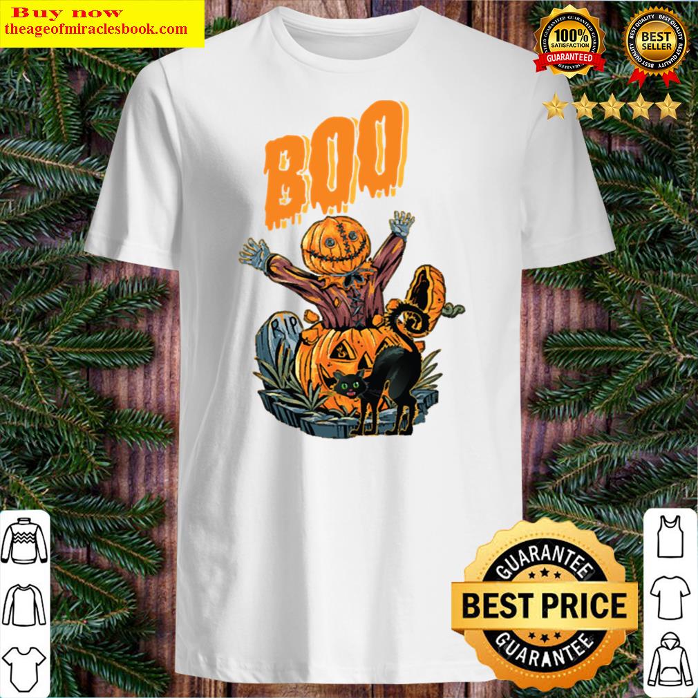 Boo Pumpkin Cat Kitten Halloween Costume Scary Shirt