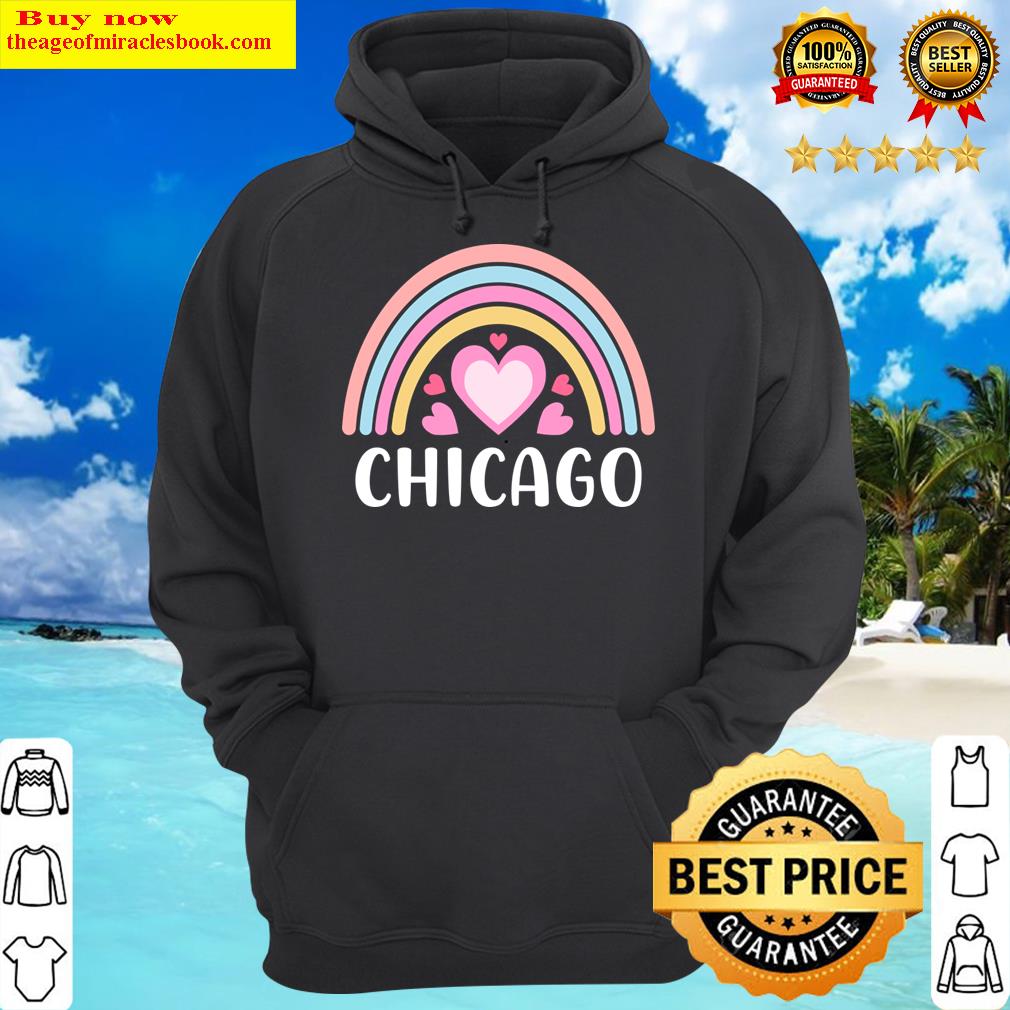 chicago illinois rainbow heart gift for women and girls hoodie