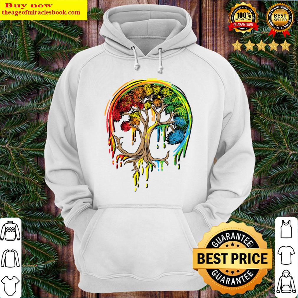 colorful tree life is really good tree art hoodie