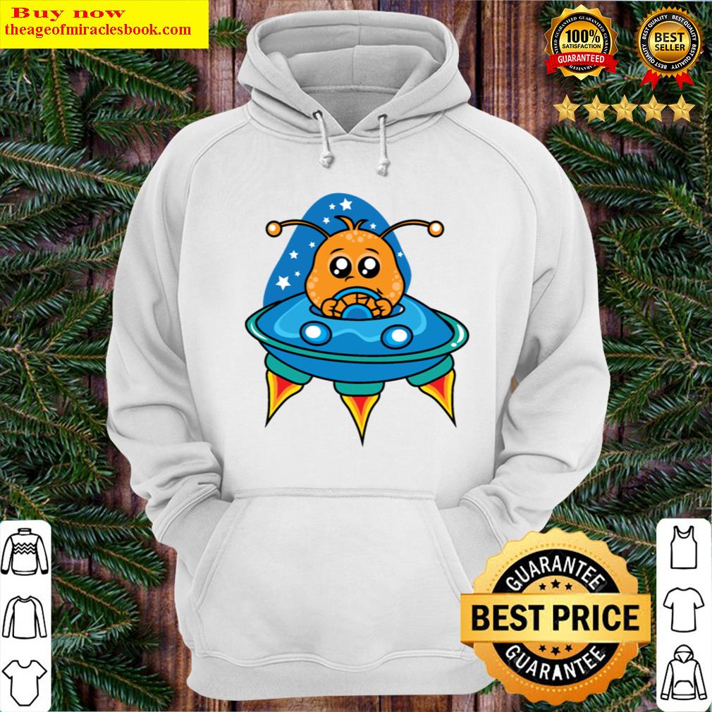 cute alien spaceship cartoon hoodie