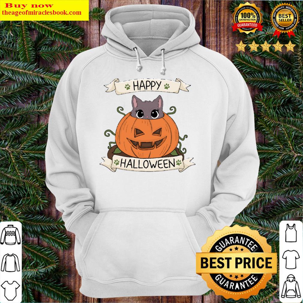 cute cat in pumpkin halloween t shirt hoodie