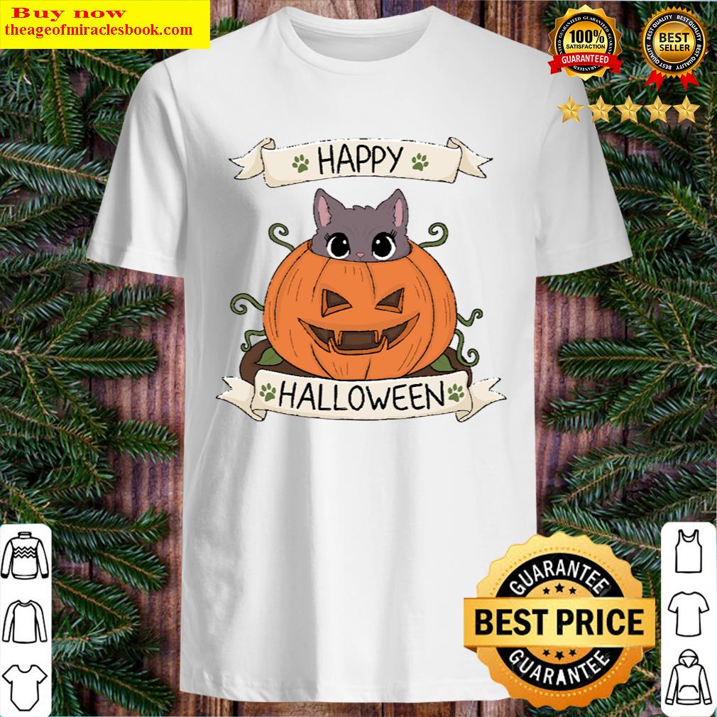 Cute Cat In Pumpkin – Halloween T-shirt