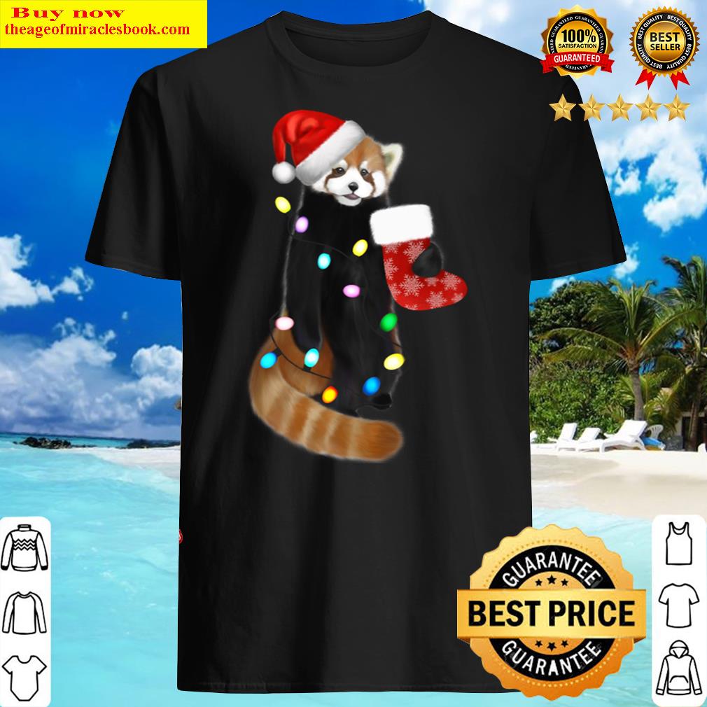 Cute Christmas Red Panda In Santa Hat Shirt