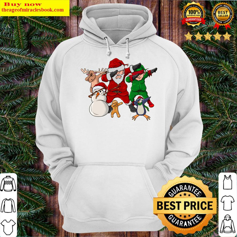 dabbing santa elf friends christmas funny snowman hoodie