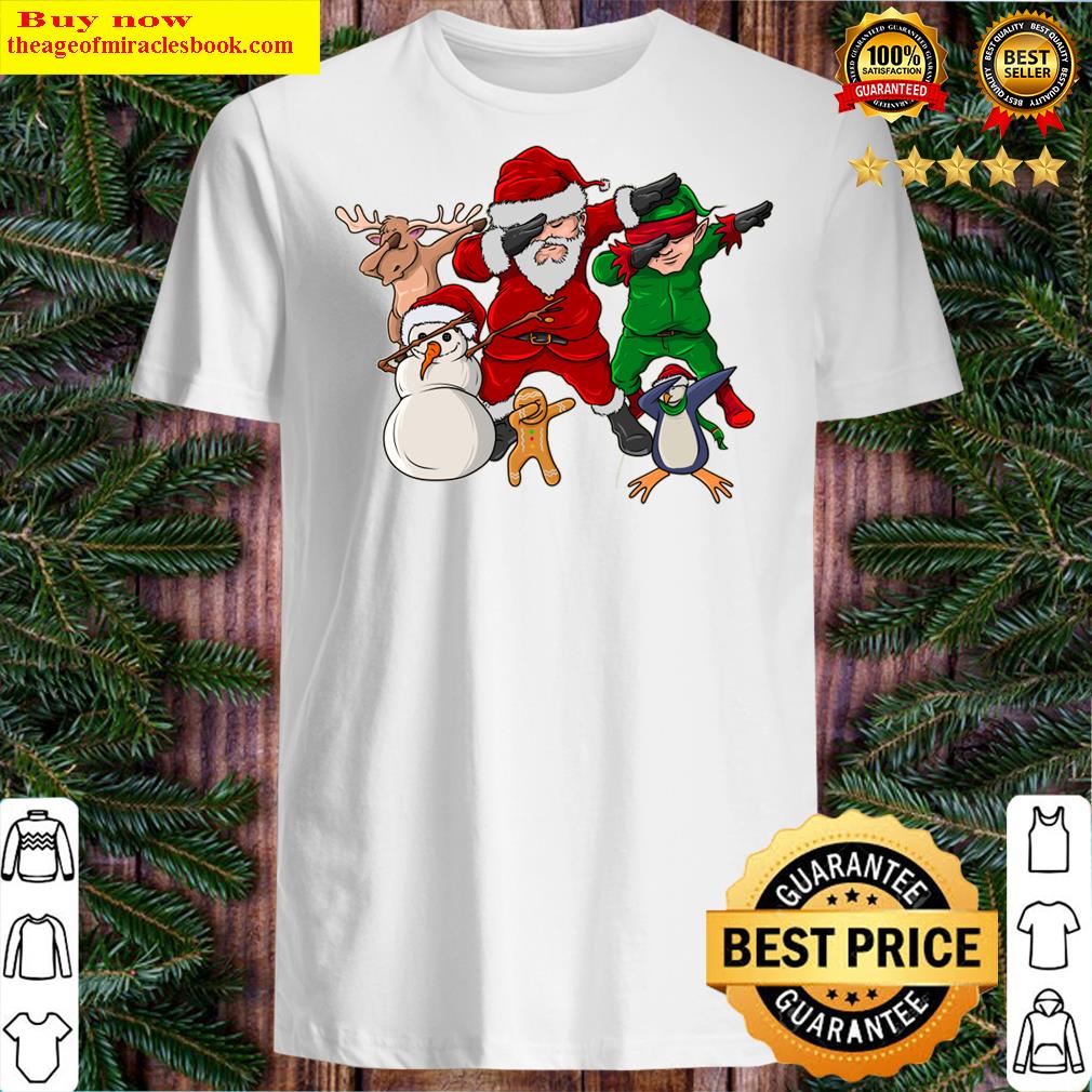 Dabbing Santa Elf Friends Christmas Funny Snowman Shirt