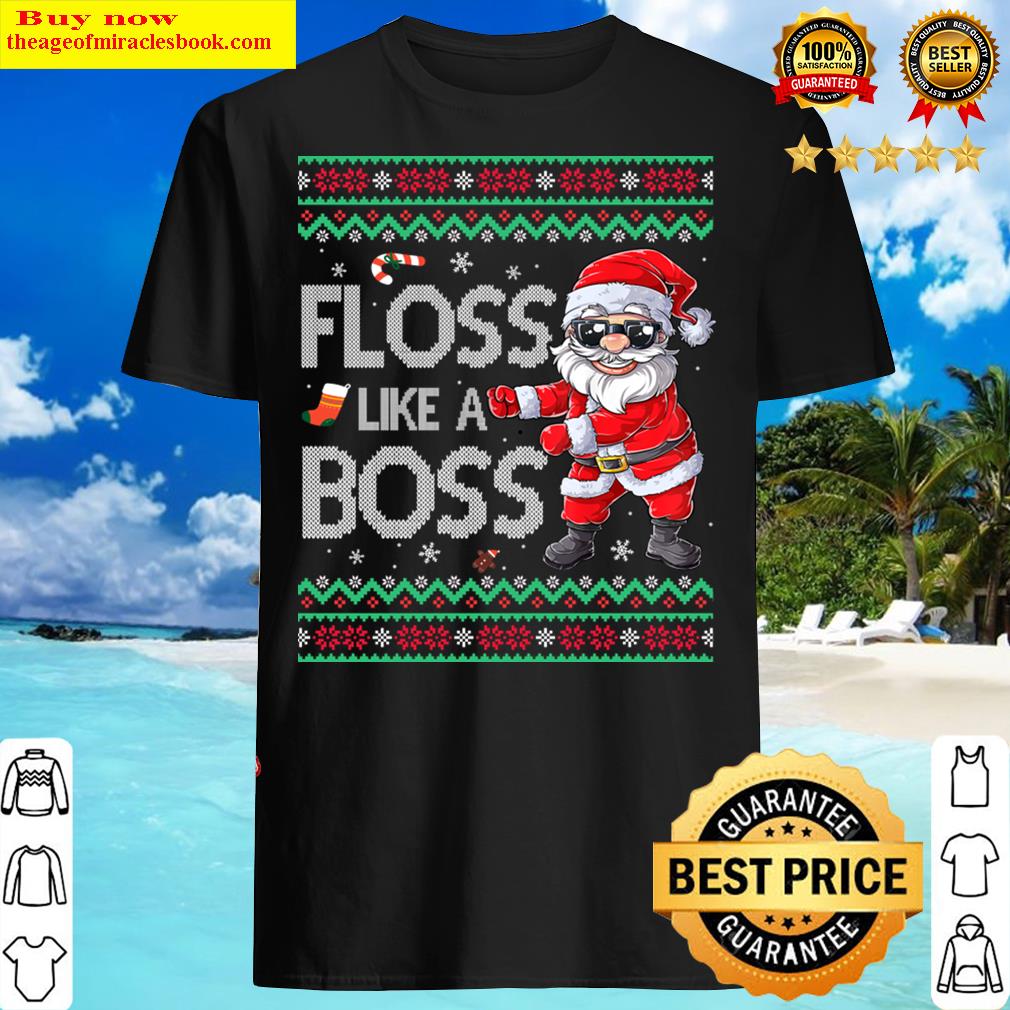 Floss Like A Boss Santa Christmas Boys Kids Xmas Flossing Shirt