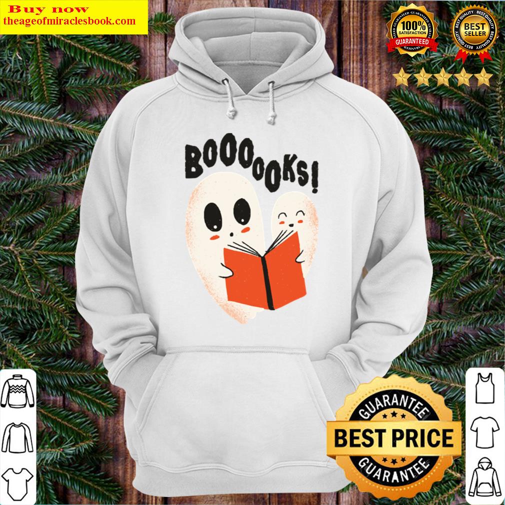 funny ghosts reading books boooo becomes booooks hoodie