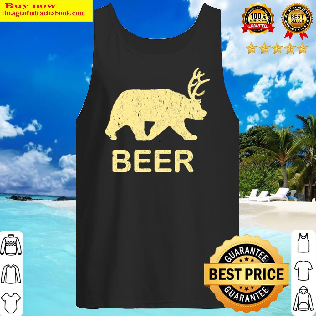 funny gym shirt beer bear deer vintage t shirt tank top