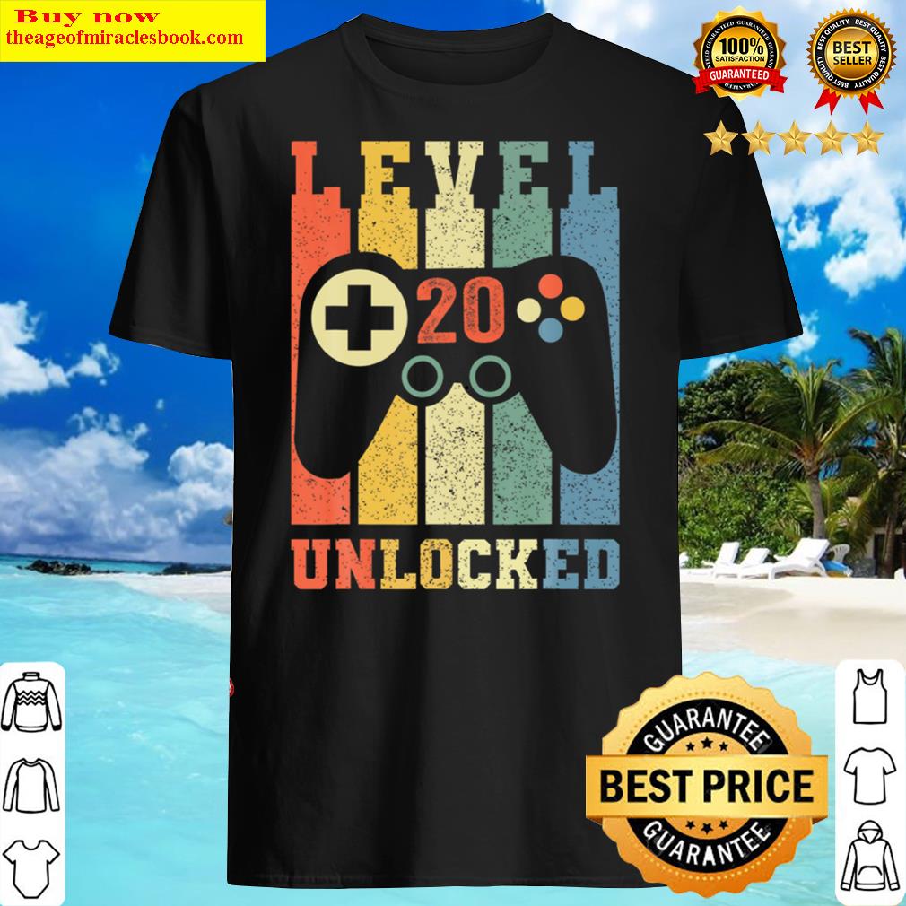 Funny Level 20 Unlocked Video Game Gamer Boys Girl Shirt