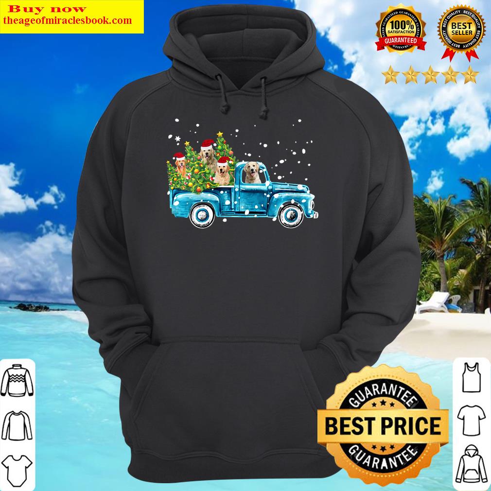 golden retriever truck christmas hoodie