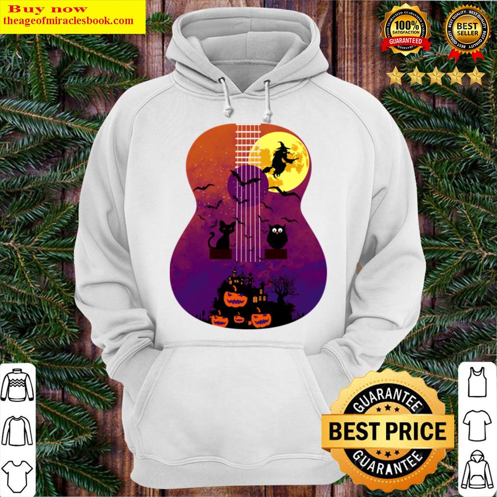 halloween night sky on guitar acoustic hoodie
