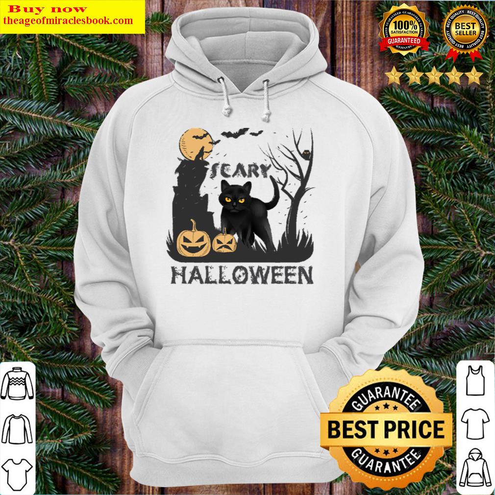 halloween scary black cat pumpkin t shirt hoodie