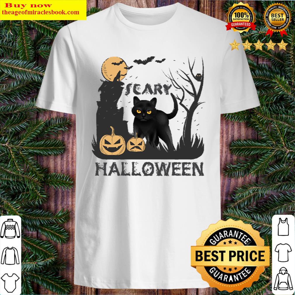 Halloween Scary Black Cat Pumpkin T-shirt