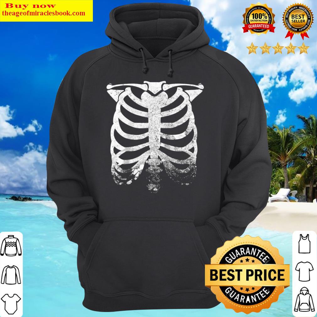halloween skeleton rib cage retro vintage hoodie