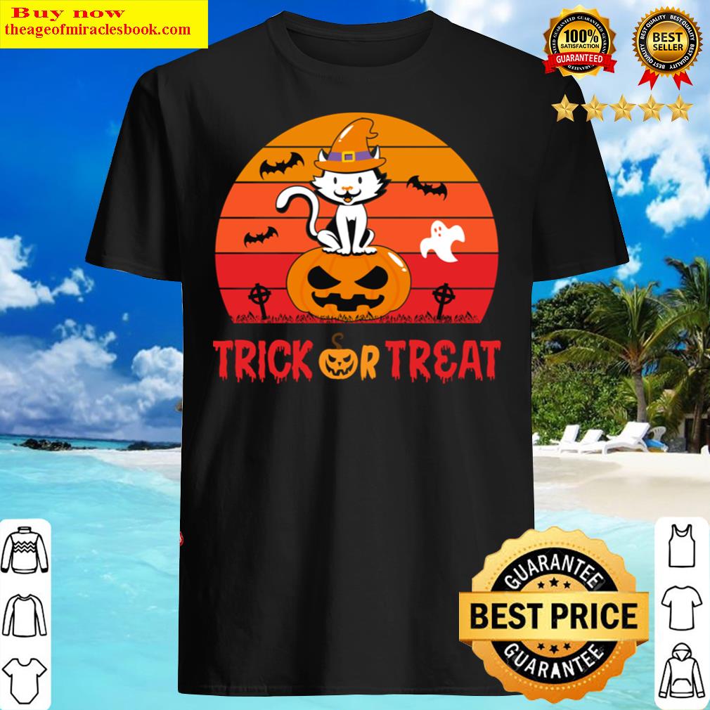 halloween trick or treat halloween cat shirt