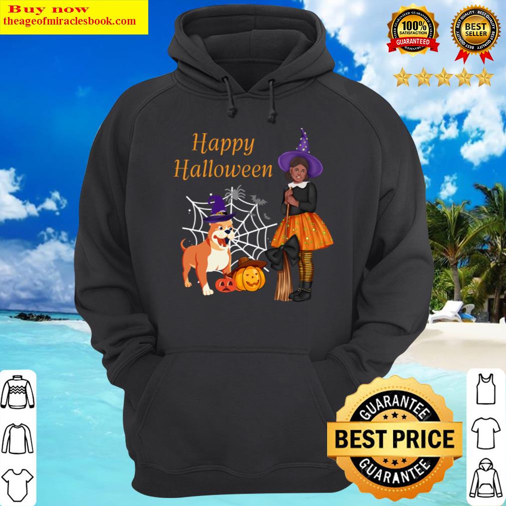 halloween withc and cute bulldog hoodie