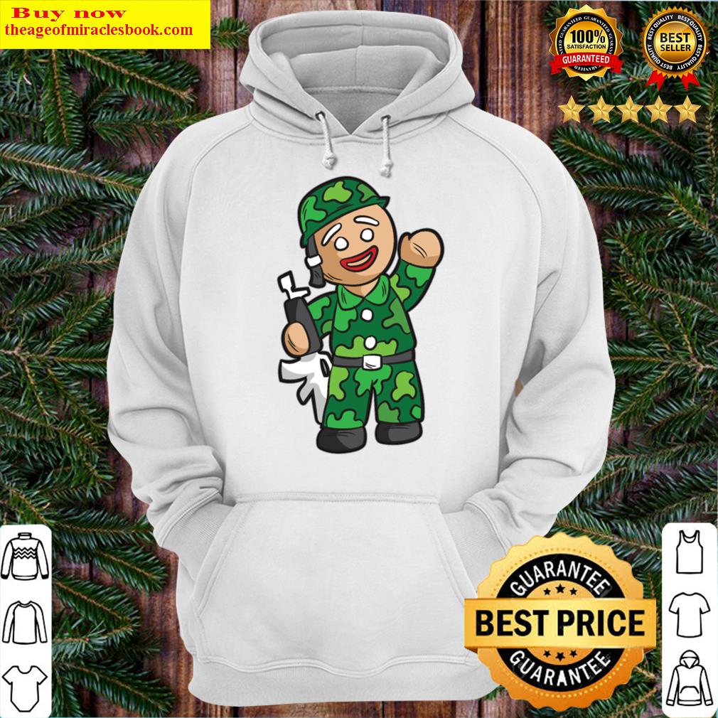 happy american gingerbread man soldier camouflage hoodie