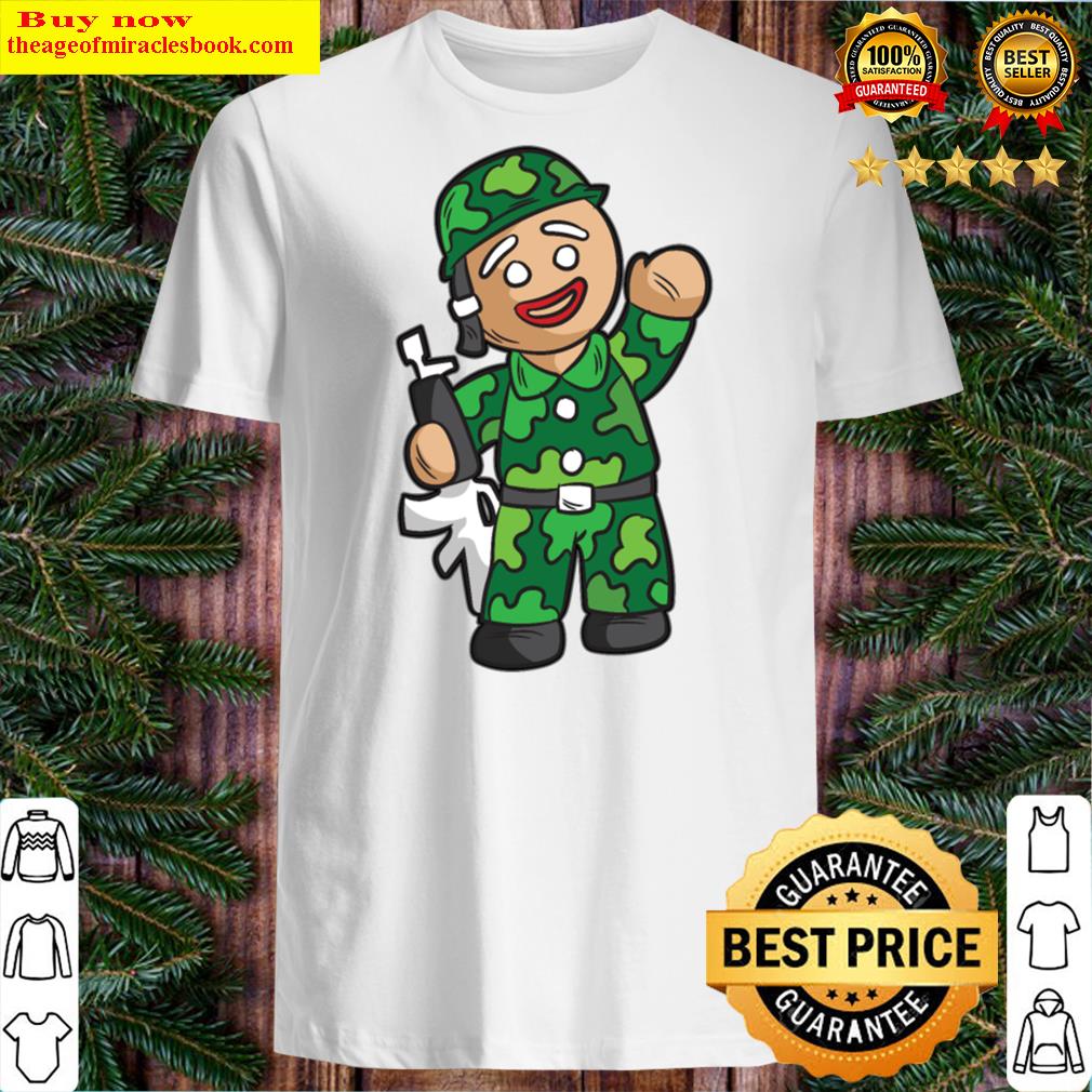 Happy American Gingerbread Man Soldier Camouflage Shirt