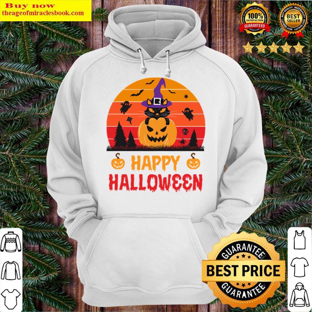 happy halloween halloween black cat hoodie