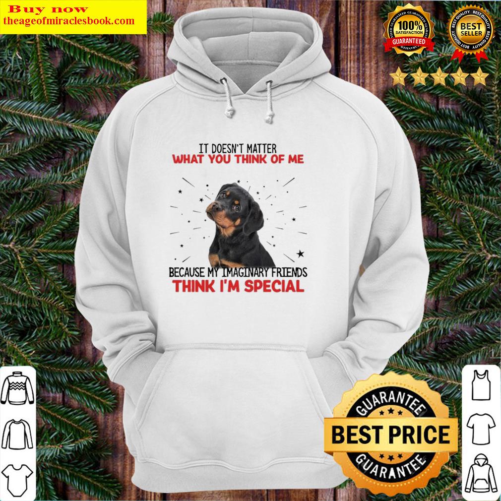 it doesnt matter what you think of me because my imaginary friends think im special rottweiler hoodie