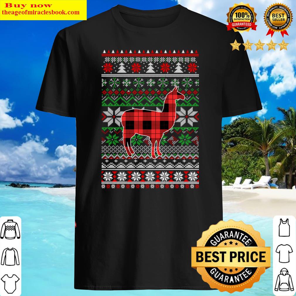 Llama Red Plaid Ugly Christmas Funny Gifts Shirt
