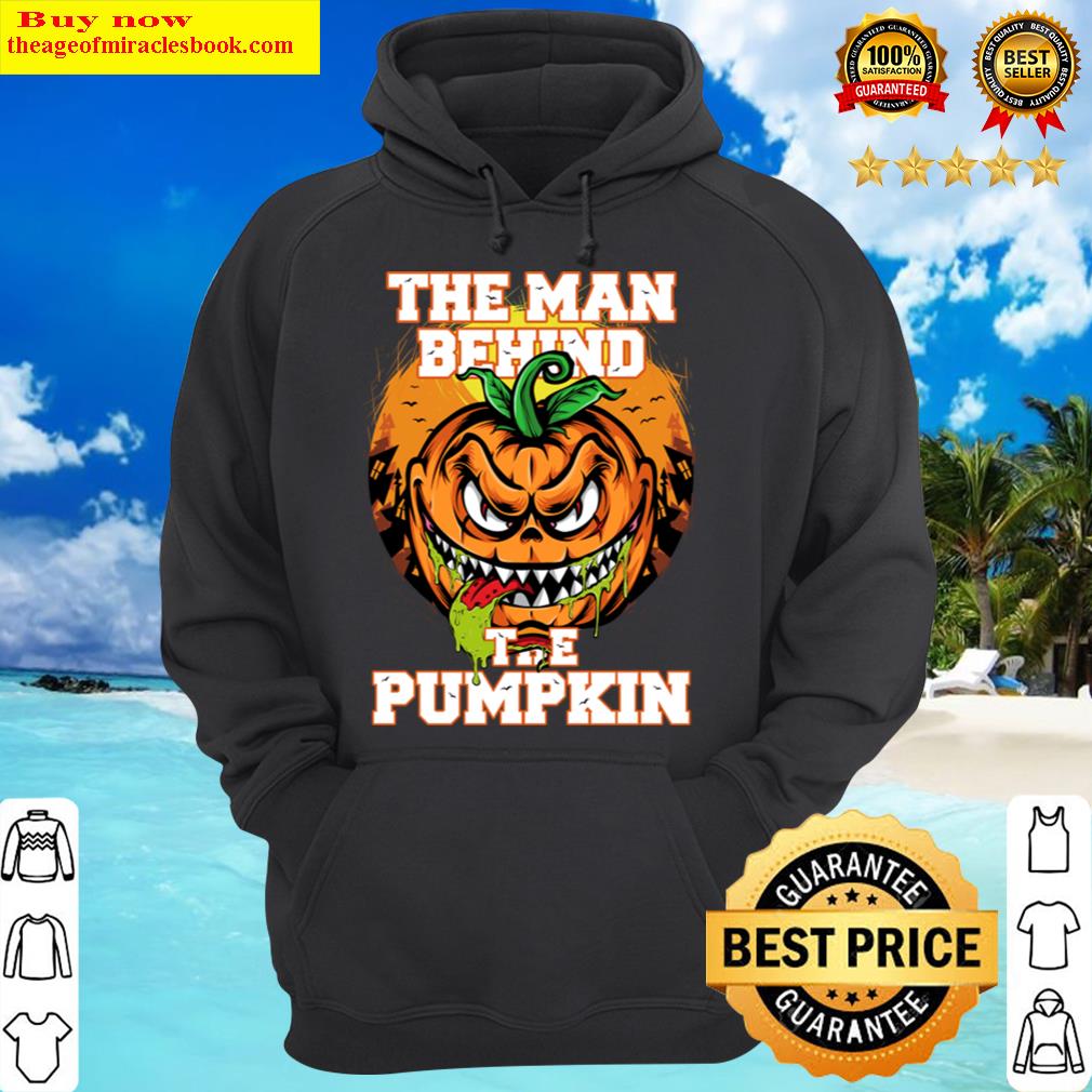 mens funny halloween the man behind the pumpkin tee dad husband hoodie