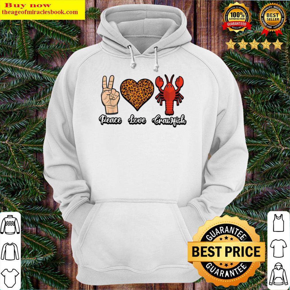 peace love crawfish leopard heart print shirt hoodie