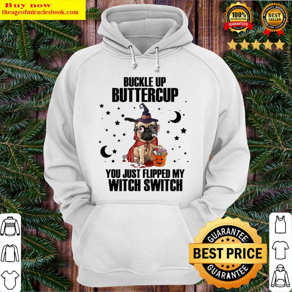 pug dog buckle up buttercup you just flipped my witch switch halloween hoodie