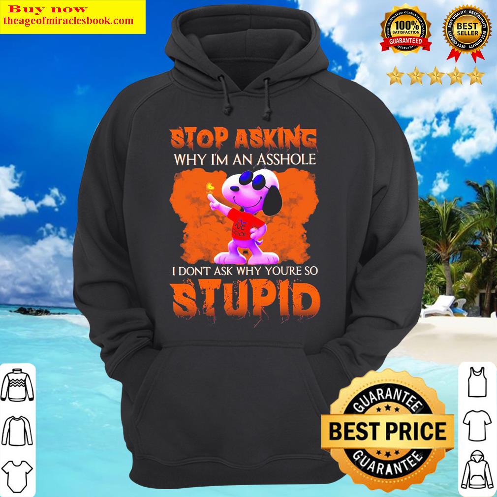 snoopy joe cool stop asking why im an asshole i dont ask why youre so stupid hoodie