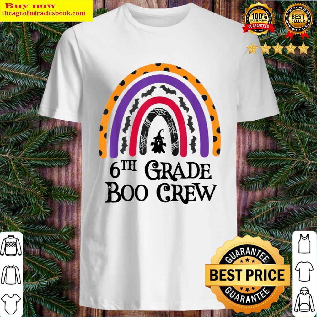 teacher boo crew halloween 6th grade boho rainbow matching shirt